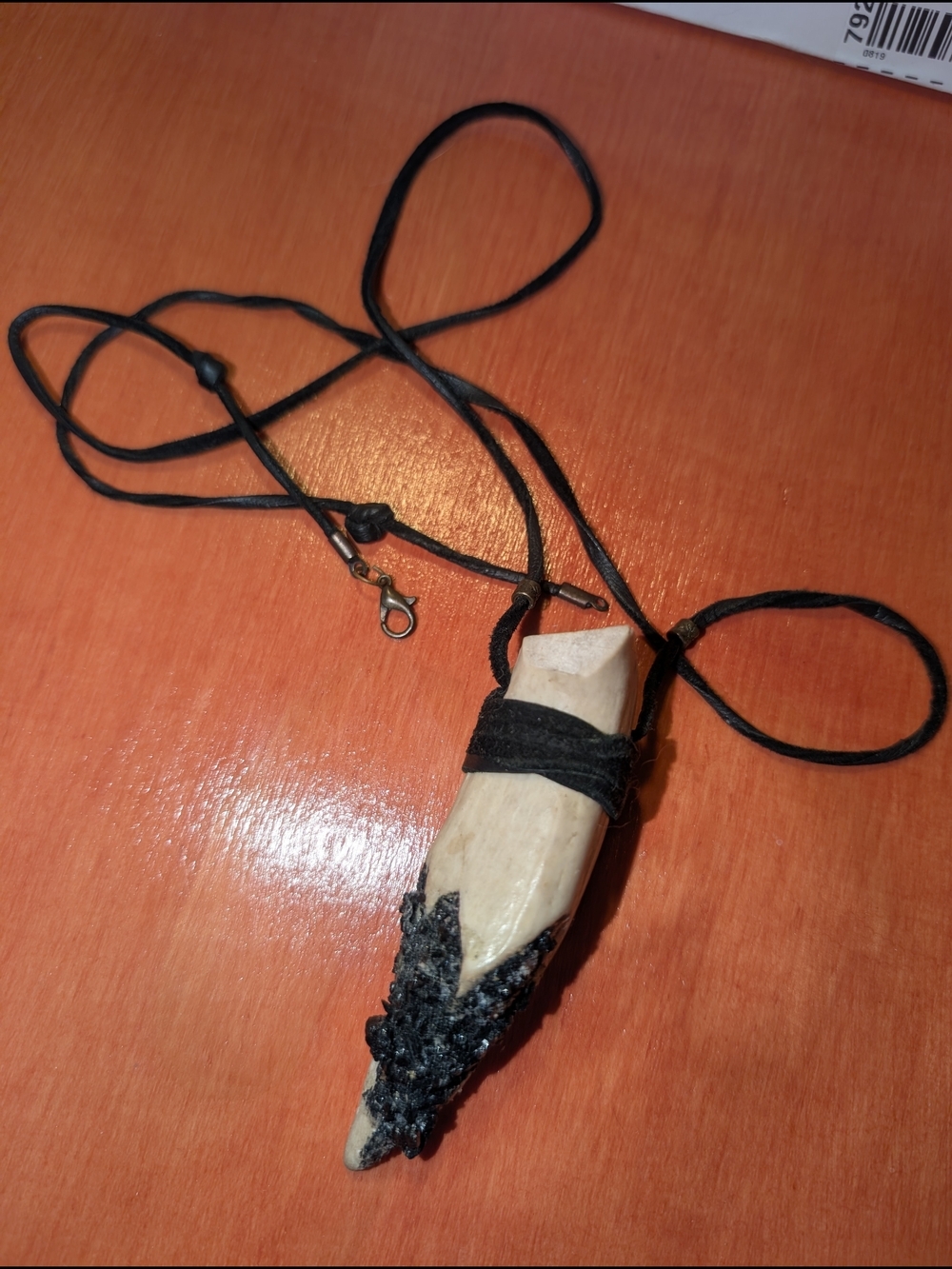 Handmade Deer Antler Crystal Necklace Leather Cord Boho Pendant